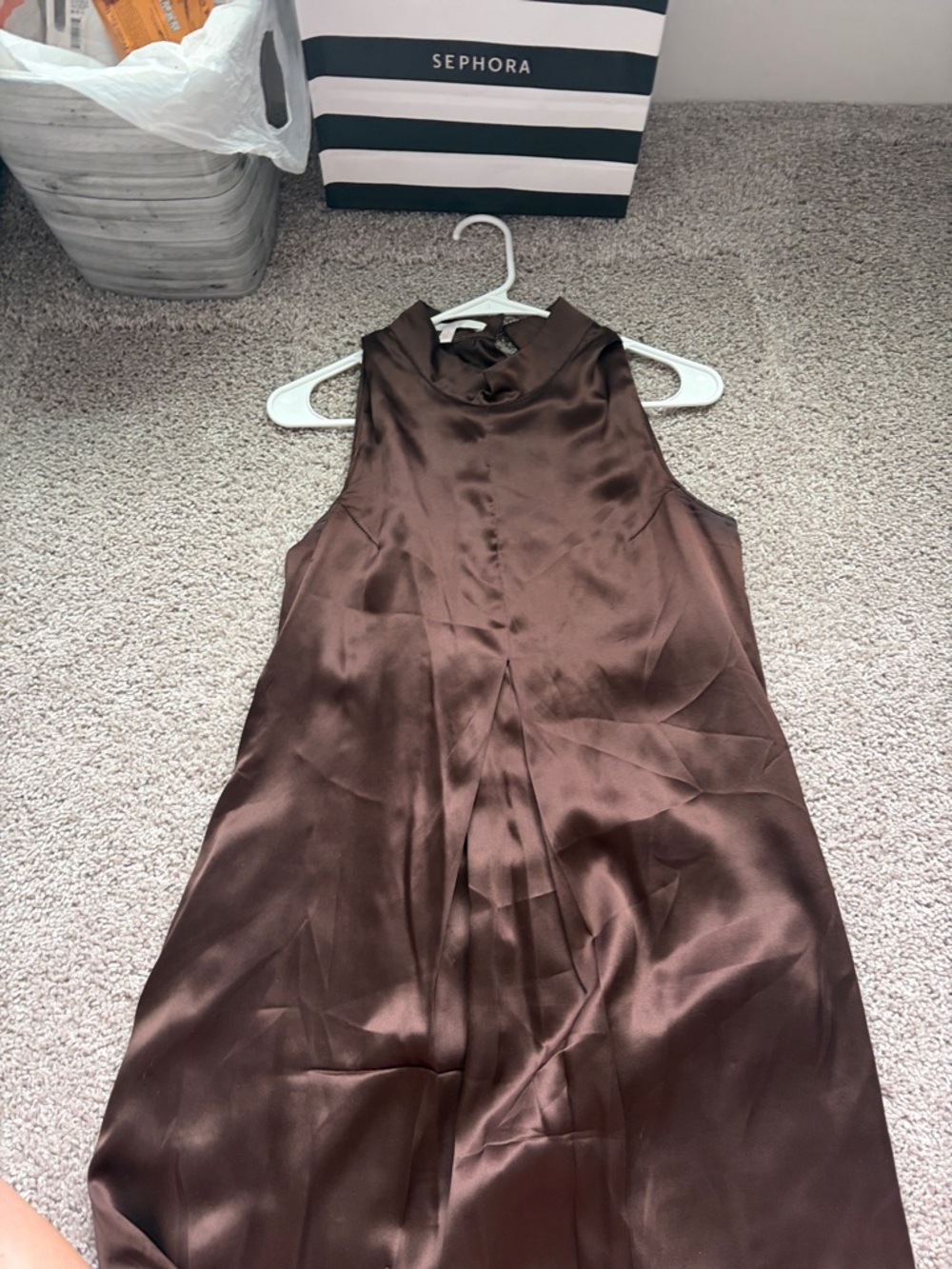 Chocolate brown satin dress